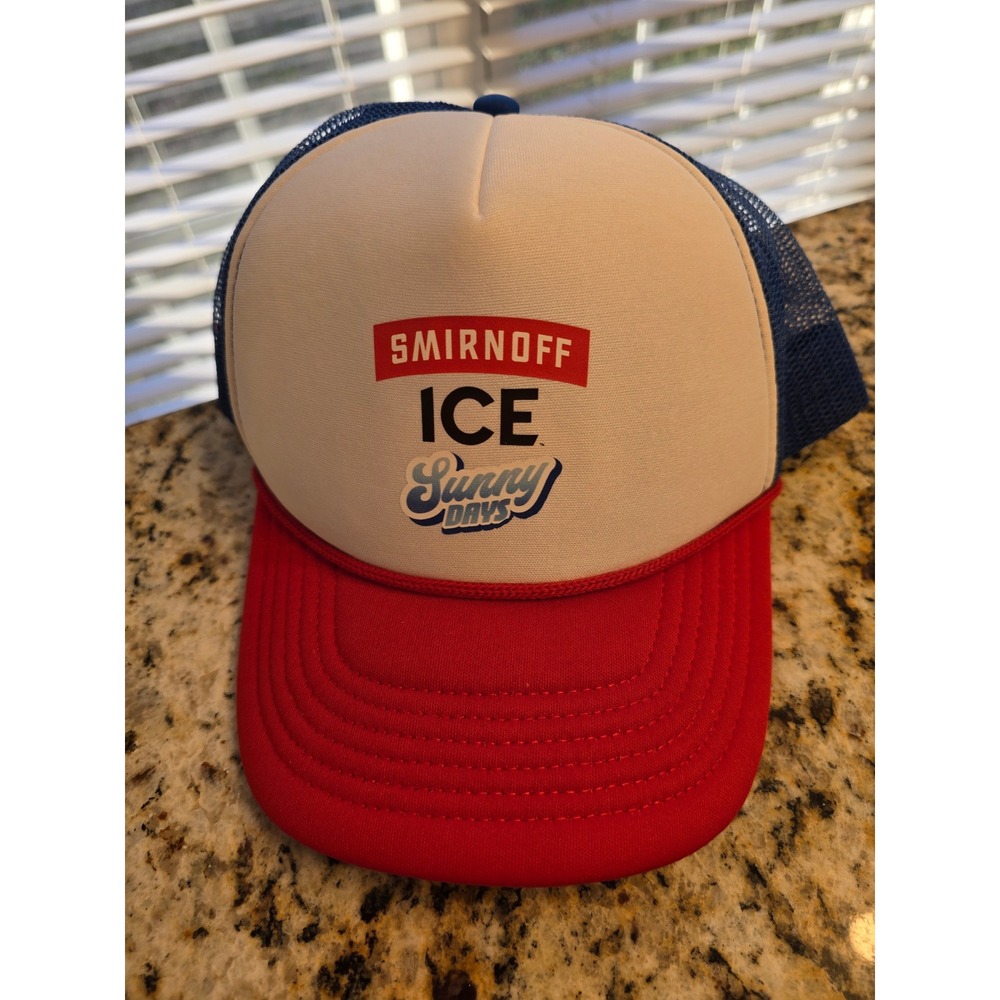 Smirnoff Ice Sunny Days Trucker Hat Mens Red White Blue Mesh Snapback Cap Retro‎